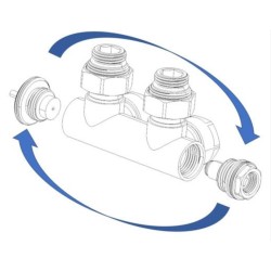 HYBRID-SADA, univerzálny stredový ventil s mosadznou rozetou