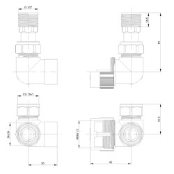 PRIME-SADA, univerzálny rohový ventil s plastovou rozetou