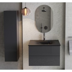 Bočná vysoká skrinka AKYA CLASSIC grafitová lesklá