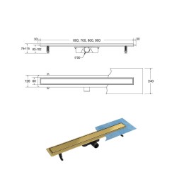 Odtokový podlahový žľab VIRGO DUO GOLD
