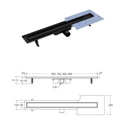 Odtokový žlab VIRGO NERO DUO s roštem 2v1