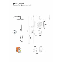 Podomítkový sprchový set DECCO/ILLUSION I/VEO Zlatá broušená