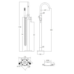 Stojanková vaňová batéria VEO I chróm