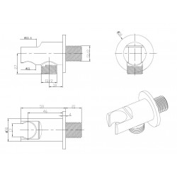 Okrúhly vývod zo steny s držiakom sprchy
