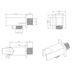 Hranatý vývod zo steny s držiakom sprchy