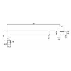 Držák hlavové sprchy ze zdi, hranatý