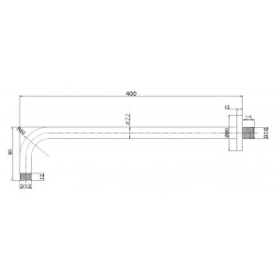 Držiak hlavovej sprchy zo steny, okrúhly, dĺžka 400 mm