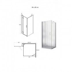 Štvorcový sprchovací kút VIVA 195C