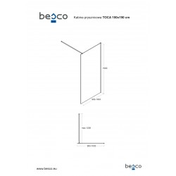 Walk-in bezdverový a bezbariérový sprchový kút TOCA