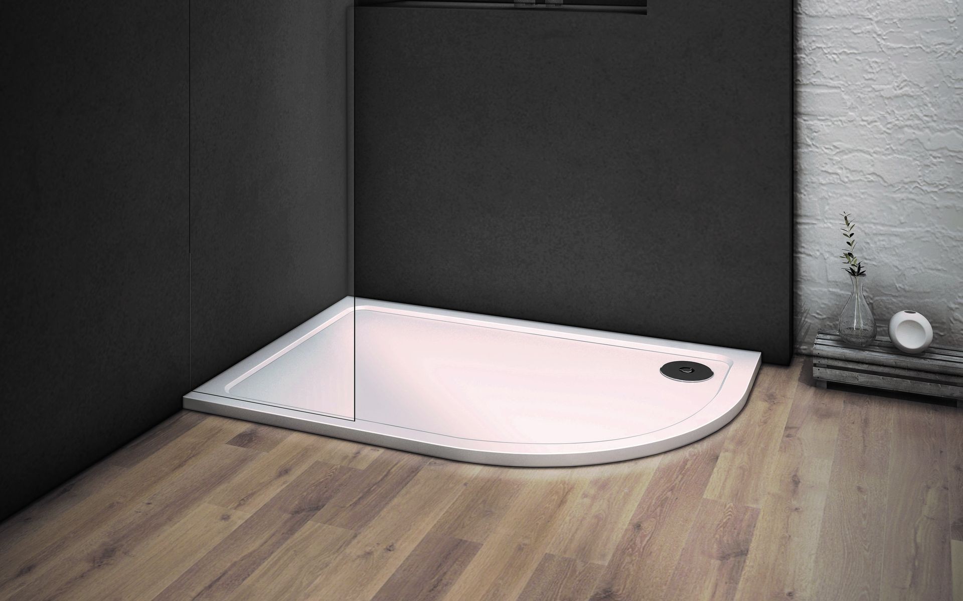 OLSEN SPA Asymetrická čtvrtkruhová sprchová vanička VENETS,  Rozměr A - 100 cm, Rozměr B - 80 cm, Způsob provedení - Levá (VANKASCTVR8010L)