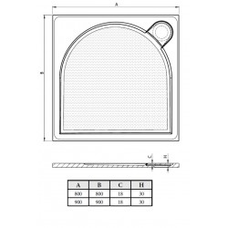 Čtvercová mramorová sprchová vanička LAKA