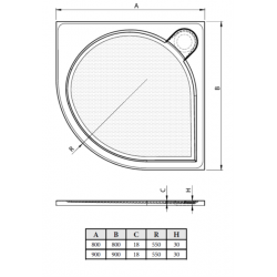 Čtvrtkruhová mramorová sprchová vanička LAKA R550