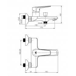 Vanová nástěnná vodovodní baterie DELI-10